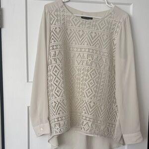 Banana Republic Cream Blouse with Geometric Pattern